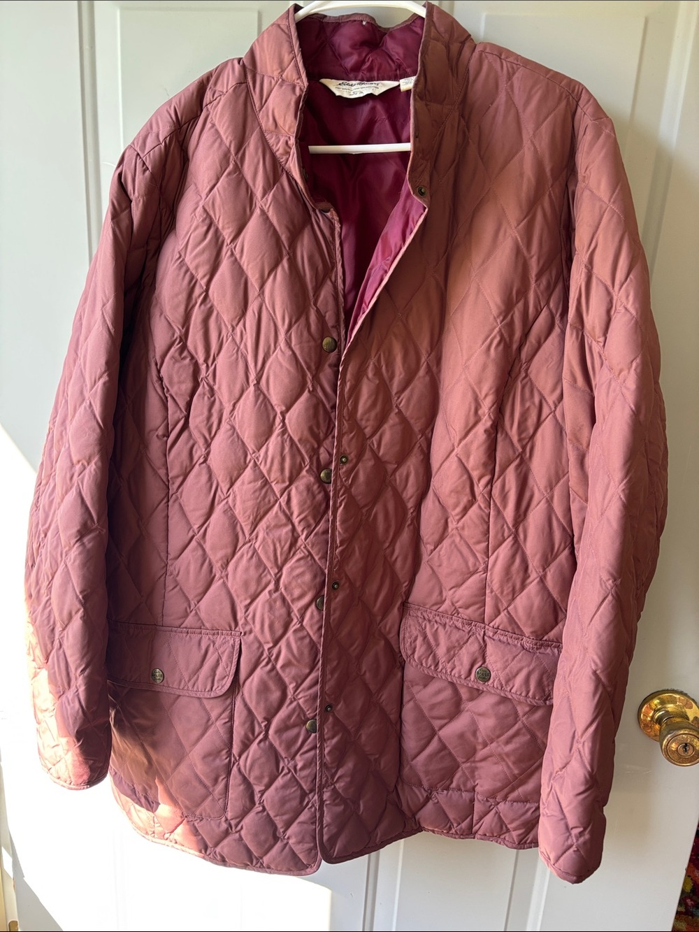 Eddie Bauer Diamond Quilted Puffer Jacket in Dusty Rose